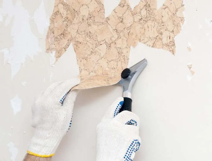 Wallpaper removal with scraper